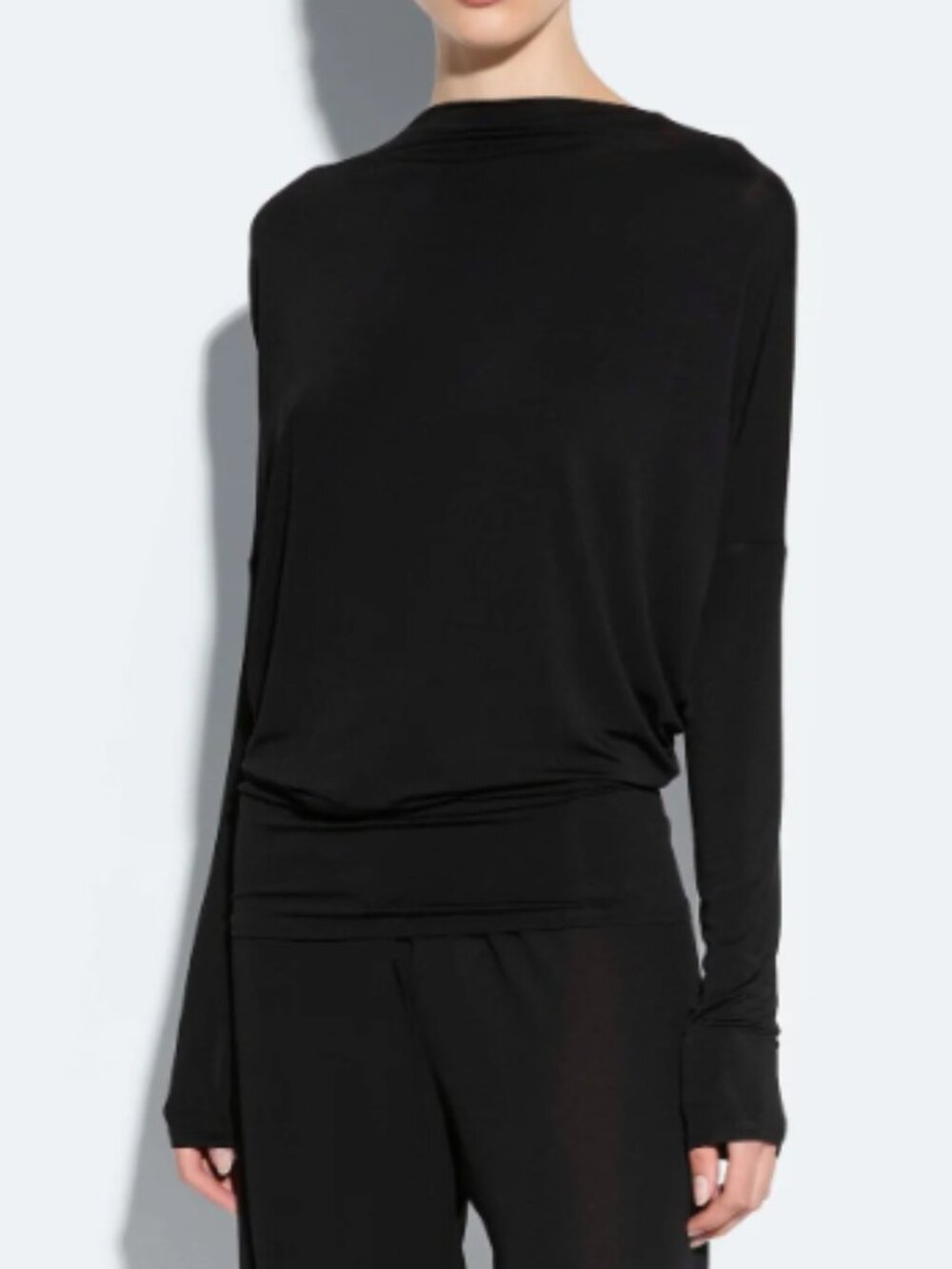 $390 Lapointe Black Jersey Blouson Top Small Long Sleeves Stretch